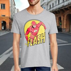 The Flash DC Comics Men’s Gray Yellow Red Short Sleeve Graphic T-Shirt Sz L